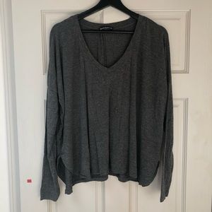 Brandy Melville Grey Long Sleeve Stretchy Top